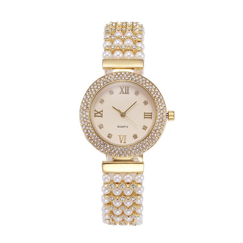 Nargis Jewellery Pearl Quartz Watch With Diamonds