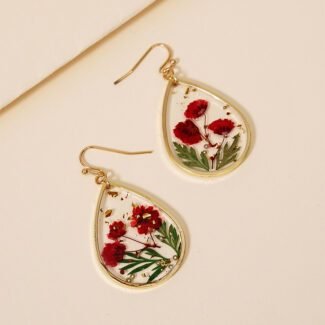 Nargis Jewellery Drop-shaped Epoxy Leaf-shaped Flower Earrings