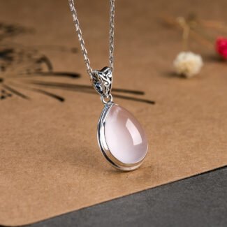 Silver Crystal Necklace Drop Ross Quartz Clavicle Chain