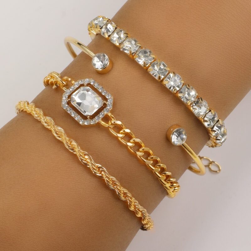 Nargis Jewellery Diamond Open-ended Bracelet Set 4 Pieces