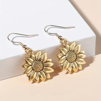 Nargis Jewellery Metal Ear Hook Sunflower Flower Earrings