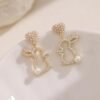 Nargis Jewellery Pearl Bunny Silver Pin Earrings