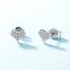 Nargis Jewellery Heart Full Inlaid Bright Stud Earrings Silver