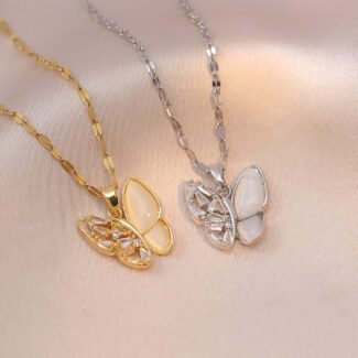 Nargis Jewellery Fashionable Opal Butterfly Pendant Necklace