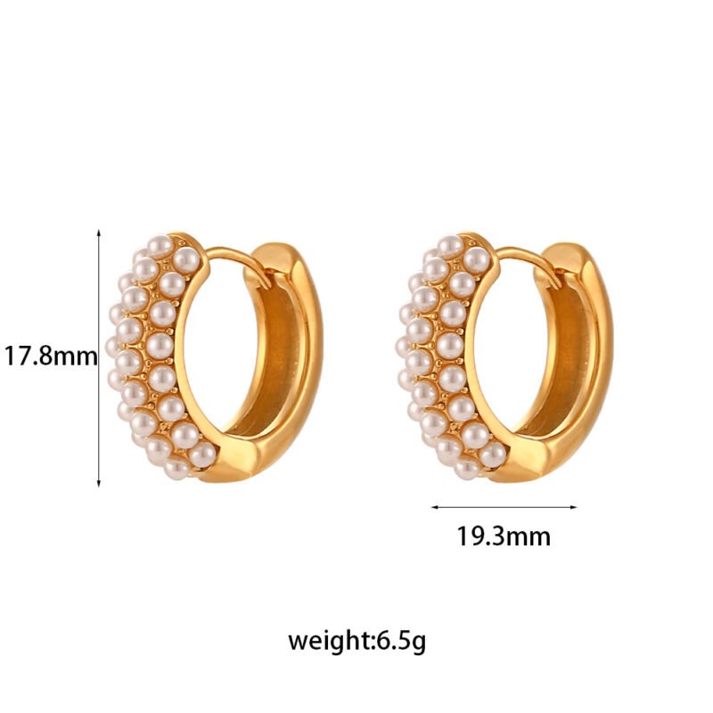 Nargis Jewelery Stainless Steel Gold Pearl Earrings