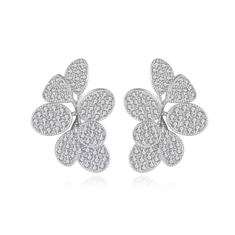 Nargis Jewelery Micro Inlaid Zircon Flower Earrings