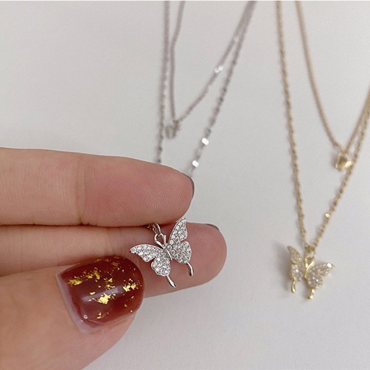 Nargis Jewellery Elegant Silver Color Shiny Butterfly Necklaces Ladies