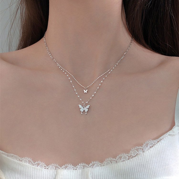 Nargis Jewellery Elegant Silver Color Shiny Butterfly Necklaces Ladies