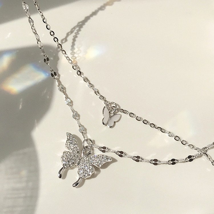 Nargis Jewellery Elegant Silver Color Shiny Butterfly Necklaces Ladies