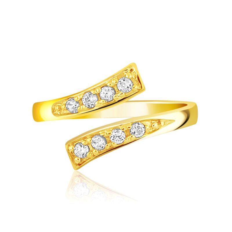 14k Yellow Gold Contemporary Cubic Zirconia Accented Toe Ring