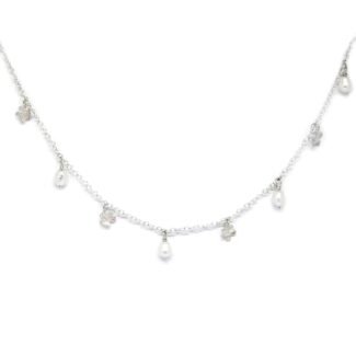 Necklace - SPRING Myosotis with pearls